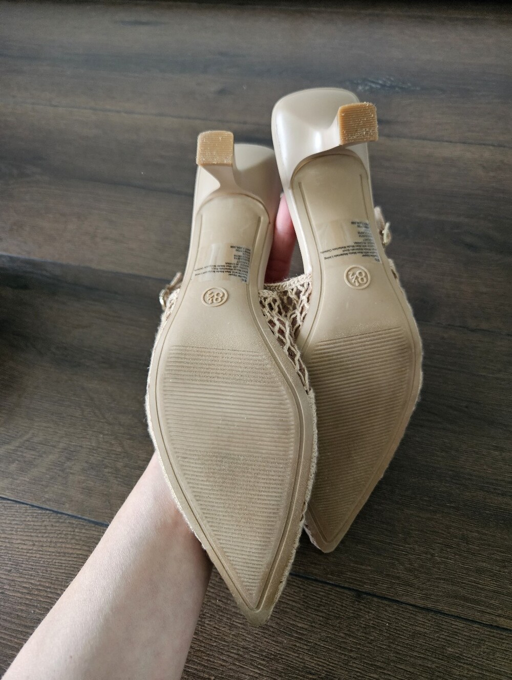 a.new.day Raffia Mesh Floral Slingback Kitten Heels Beige Size 8.5 w/ Box - Picture 9 of 13